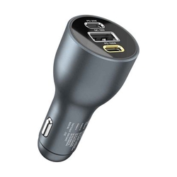 Portronics Car Power 120 - Car Charger With Triple Charging  Port (Grey)